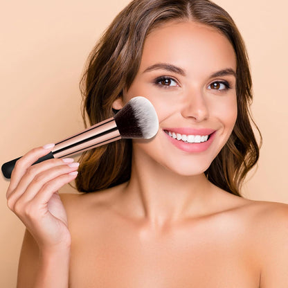 Makeup Brushes  Powder Foundation Brush Flawless Powder Brush Set with Highlighter Brush Blush Brush with Wooden Handle Perfect for Blending, Buffing Liquid, Powder, Foundation, Cream, Concealer