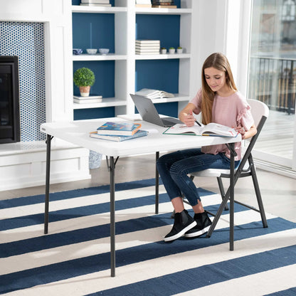 37 Inch Square Folding Table, Indoor/Outdoor Commercial Grade, White Granite (80783)