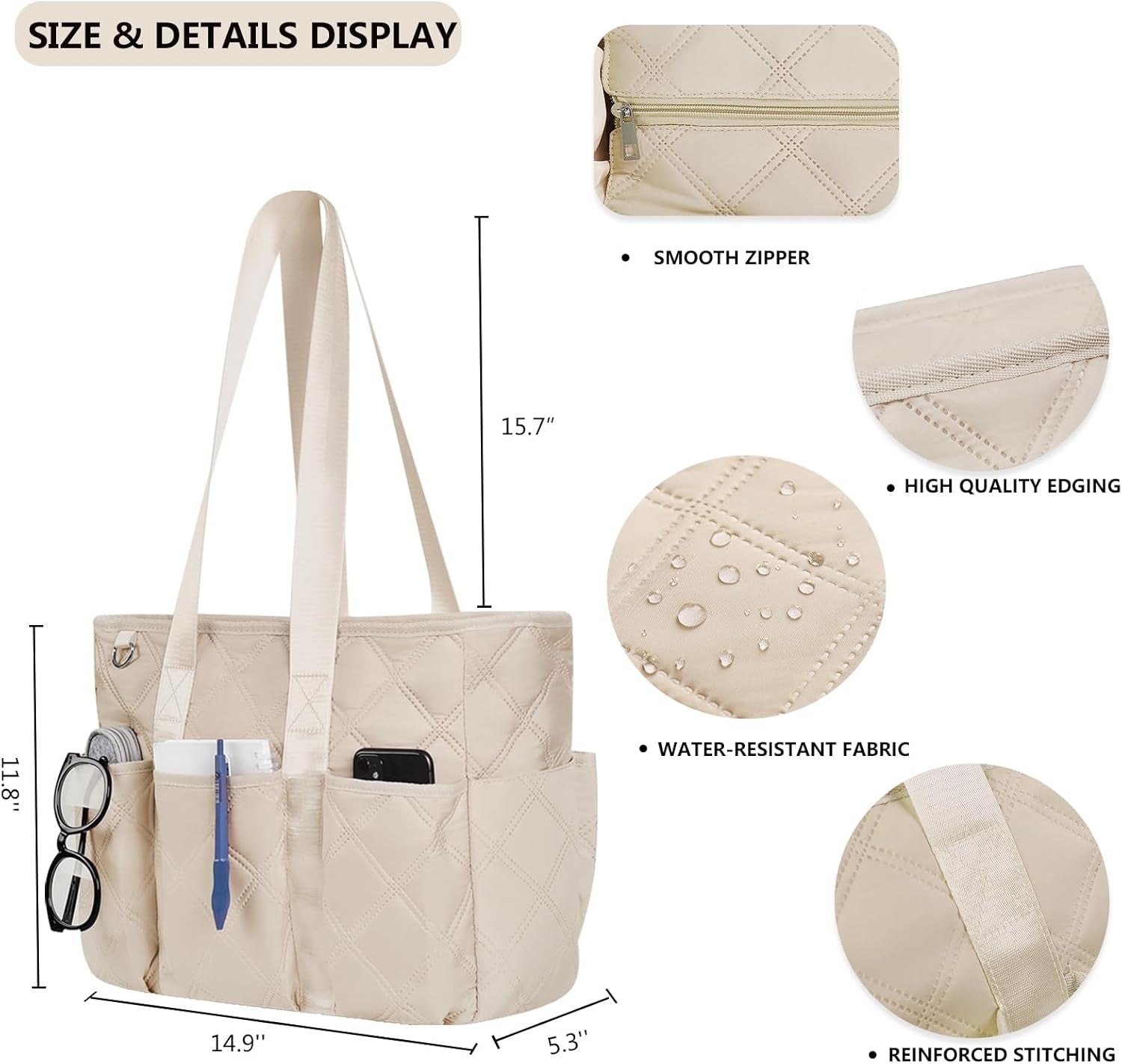 Tote Bag for Women with Zipper Teacher Tote Bag Clinical Bag Nursing Bag Travel