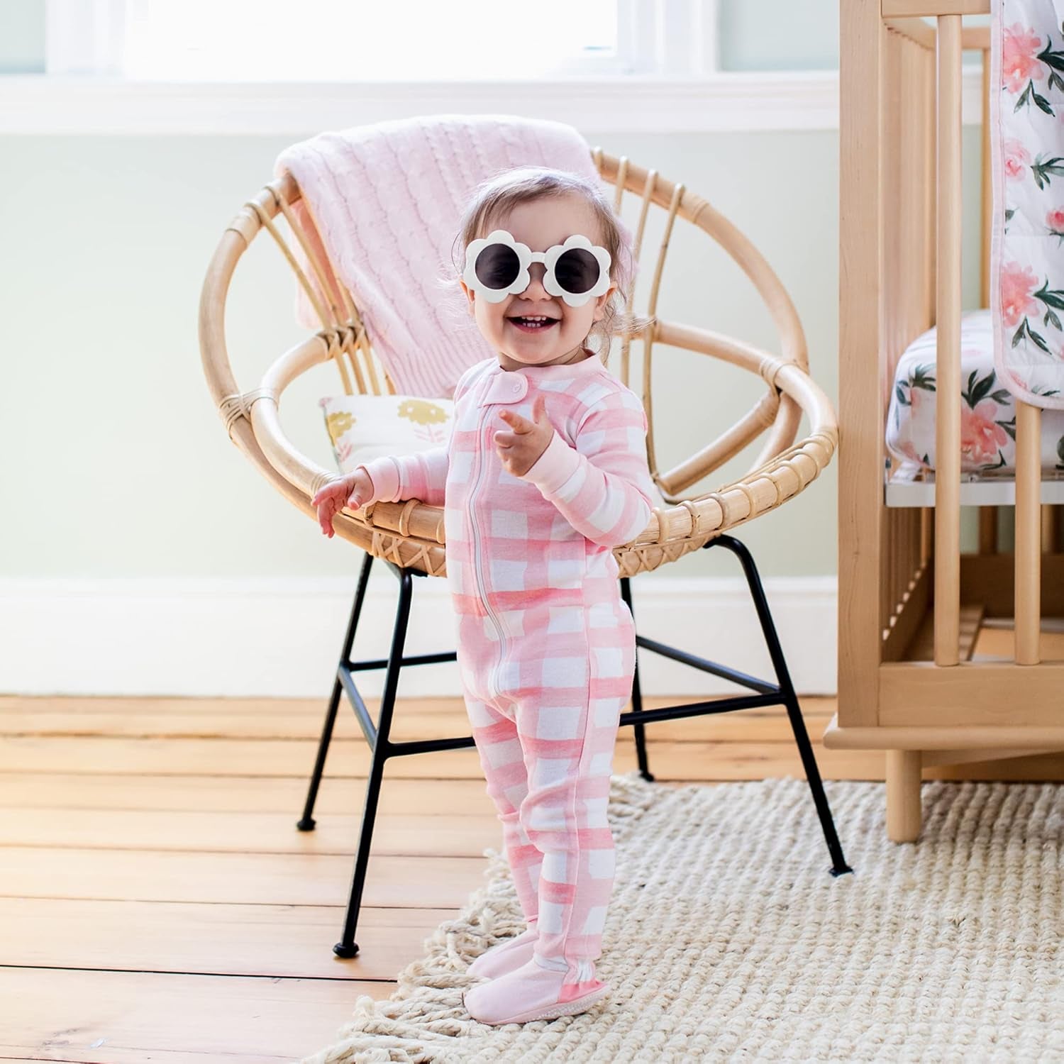 Baby Girls' Organic Cotton Zip-Front Non-Slip Footed Sleeper Pajamas