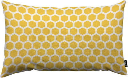 Bee Honeycombs Throw Pillow Cover Yellow and White Abstract Seamless Pattern Linen Fabric for Couch Bed Sofa Car Waist Cushion Cover 12 X 20 Inch Pillow Case