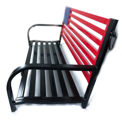 American Flag Outdoor Porch Swing W Hanging Chains - Red, White, Blue