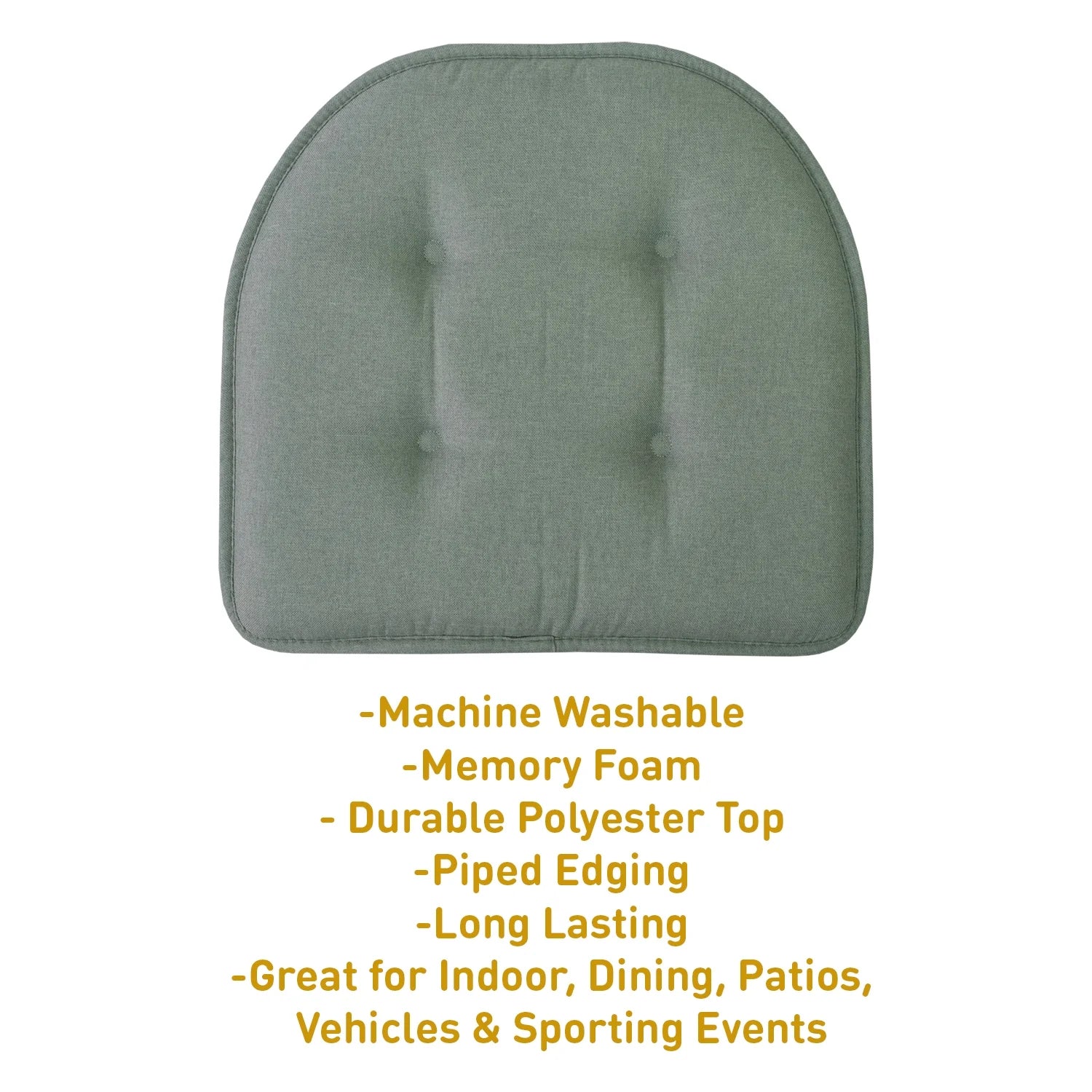 U-Shaped Memory Foam No Slip Back 16 X 16 Chair Pad Cushion 2 Pack - Scuba