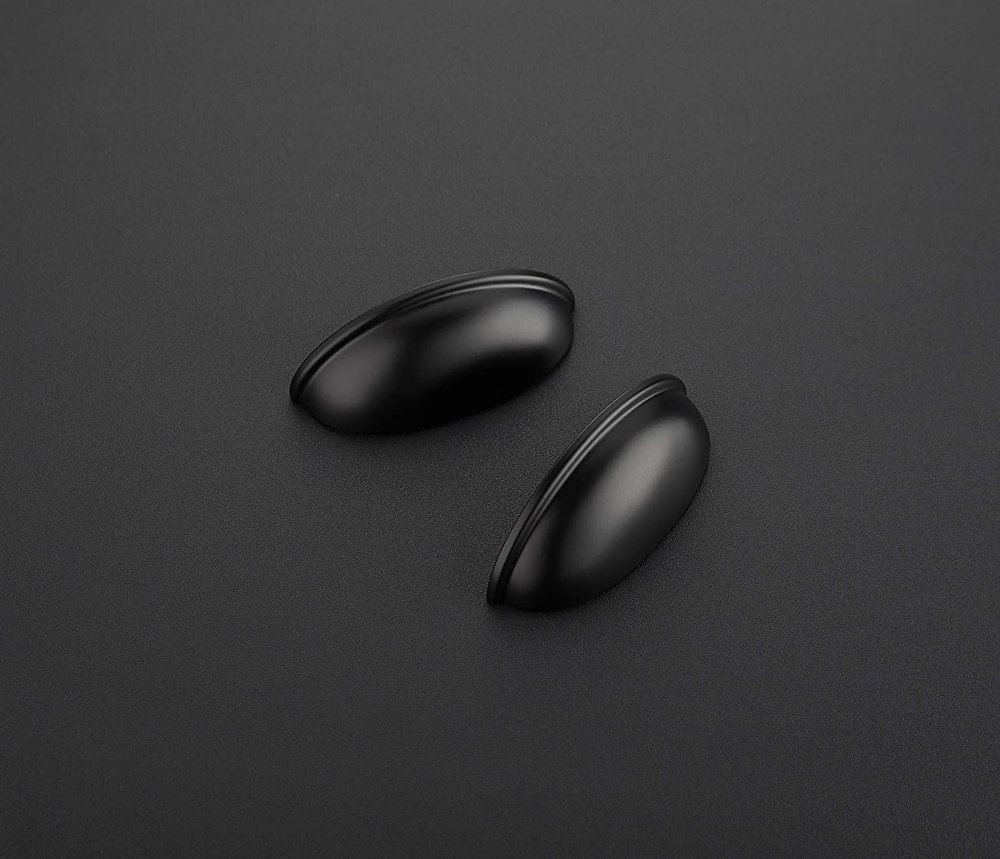 10 Pack 3" Drawer Pulls Flat Black Cabinet Cup Pulls Kitchen Hardware Cabinet Handles Drawer Handles Knobs 3 Inch Hole Center