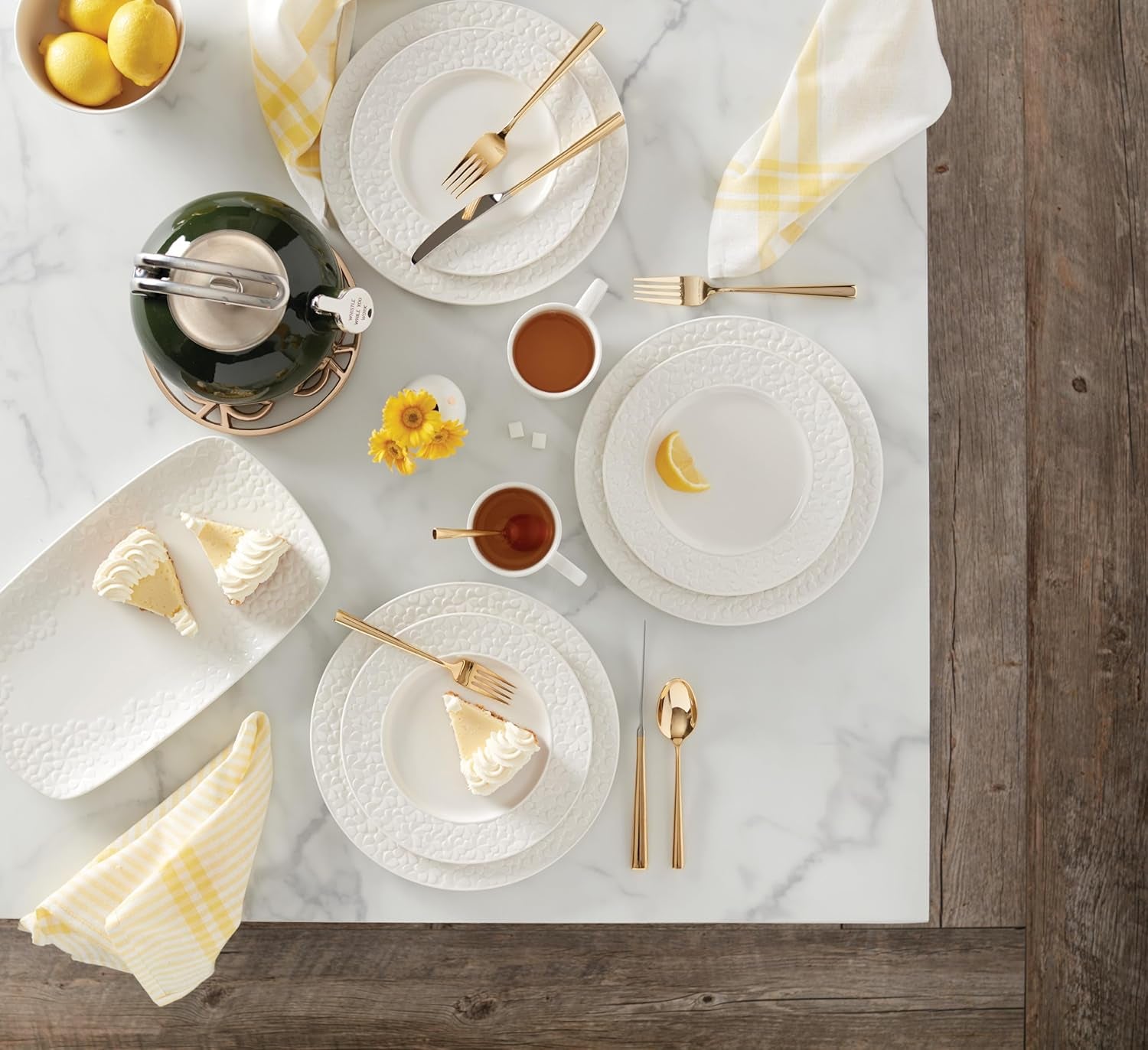 Blossom Lane 4-Piece Dinner Plate Set, 7.15 LB, White