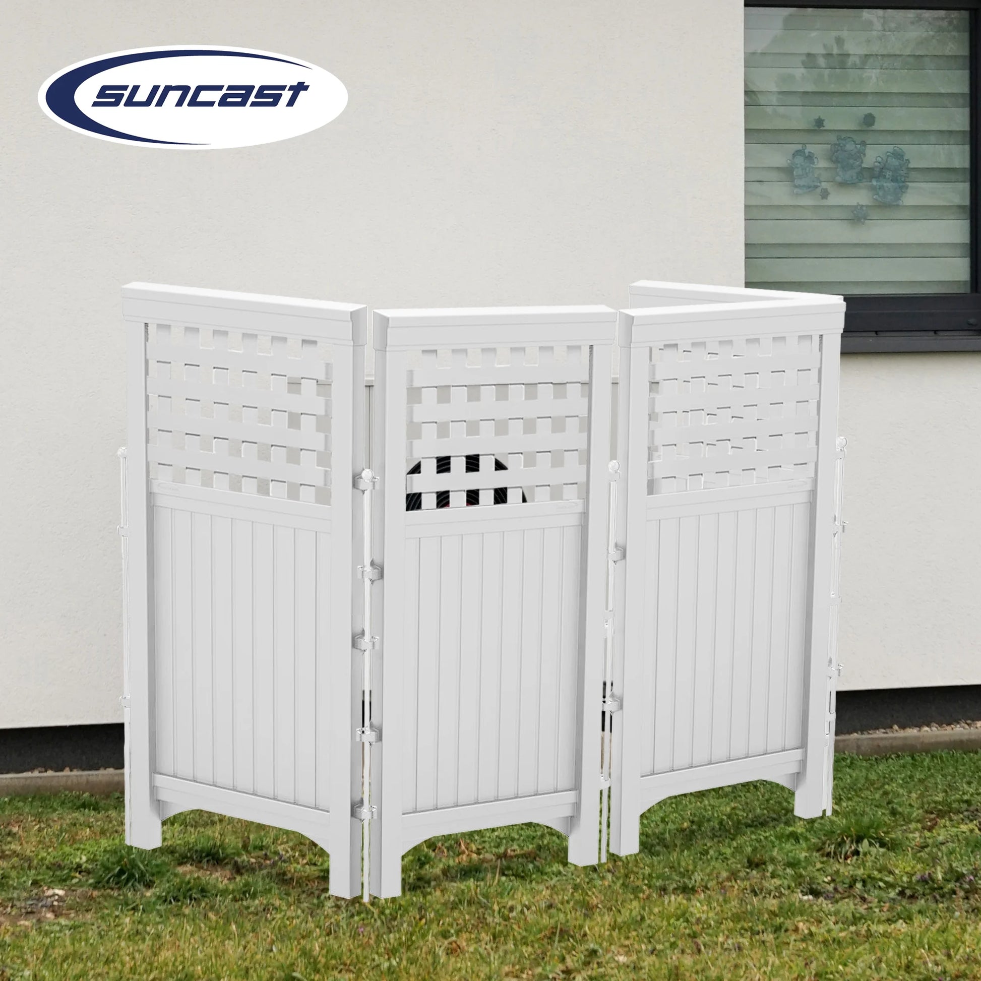 FS4423D Outdoor Patio 4 Panel Screen Enclosure Gated Fence, Plastic, White, 44 in H X 24 in D