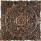 Carved Wood Wall Art- Oriental Carved Lotus Wood Plaque 24"X24"X0.5" (Dark Brown)