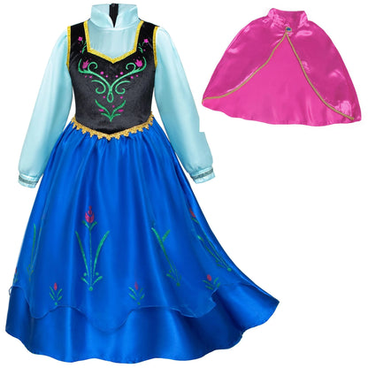 Anna Costume for Girls Frozen Dress Anna Dresses Princess Costume Toddle Long Sleeve with Accessories Birthday Party Cosplay 100 CM 2-3 Years