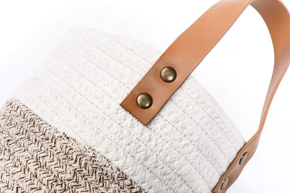 2Pack Small Hanging Basket-Cotton Rope Wall Basket with Handle, Hanging Storage Baskets, Shelf Baskets Storage Bin Closet Organizer 6"×6.3", Woven Plant Basket - (White & Brown)