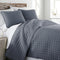 Full/Queen Quilt Bedding Set with 2 Quilted Pillow Shams, Circle Stitched Full Size Bedspread, Lightweight Blue Quilt Coverlet Queen Size, Steel Blue