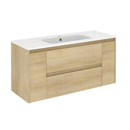 Ambra 47.5 In. W X 18.1 In. D X 22.3 In. H Bathroom Vanity Unit in Nordic Oak with Vanity Top and Basin in White
