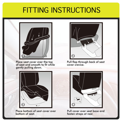 Universal Fit Black,White Cow Faux Leather Car Seat and Headrest Cover, Set of 2