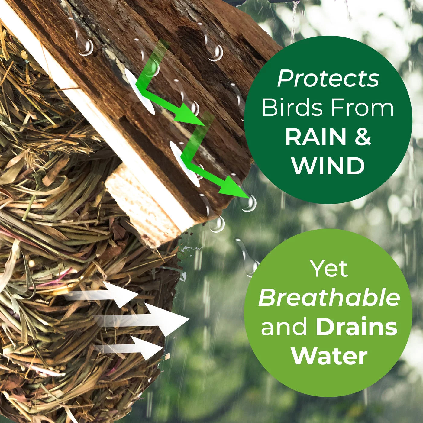 2 Pack of Songbird House Natural Bird Huts Outdoor, Grass Woven Bird Nest, Set of 2