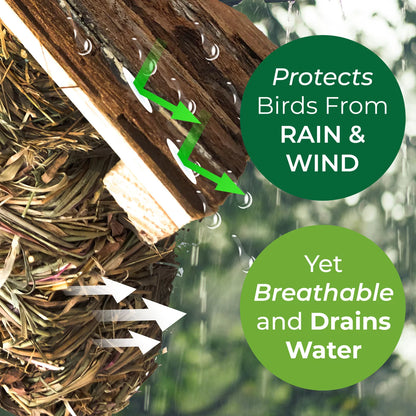 2 Pack of Songbird House Natural Bird Huts Outdoor, Grass Woven Bird Nest, Set of 2