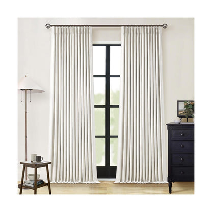 Natural Cream Linen Black Out Curtains 120 Inch Long for Living Room Bedroom ...