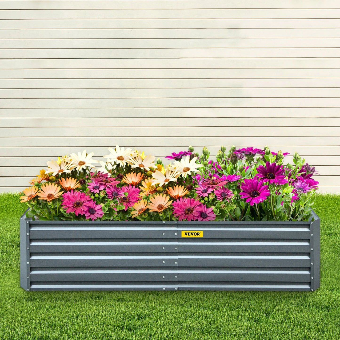 VEVOR Galvanized Raised Garden Bed, 80 X 40 X 19 Metal Planter Box, Gray Steel Plant Raised Garden Bed Kit, Planter Boxes Outdoor for Growing Vegetables,Flowers,Fruits,Herbs,And Succulents