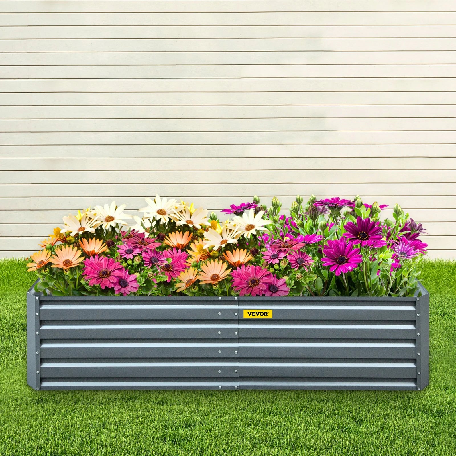 VEVOR Galvanized Raised Garden Bed, 80 X 40 X 19 Metal Planter Box, Gray Steel Plant Raised Garden Bed Kit, Planter Boxes Outdoor for Growing Vegetables,Flowers,Fruits,Herbs,And Succulents