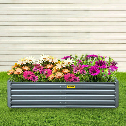 VEVOR Galvanized Raised Garden Bed, 80 X 40 X 19 Metal Planter Box, Gray Steel Plant Raised Garden Bed Kit, Planter Boxes Outdoor for Growing Vegetables,Flowers,Fruits,Herbs,And Succulents
