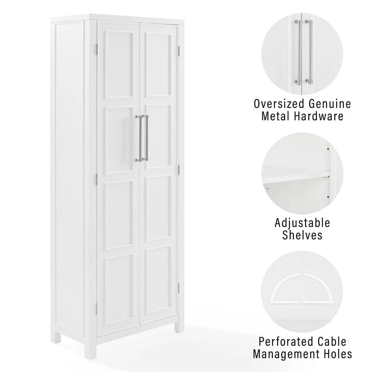 Cutler Modern Wood Storage Pantry in White