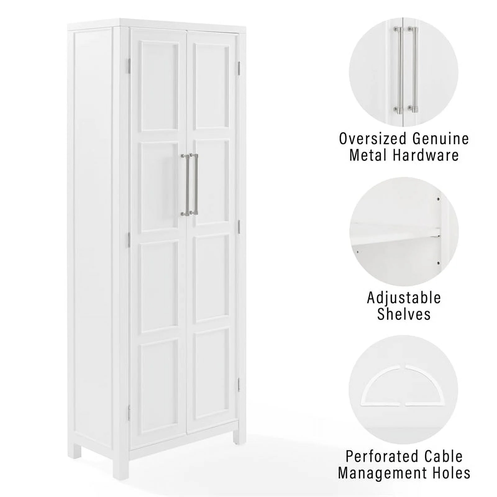 Cutler Modern Wood Storage Pantry in White