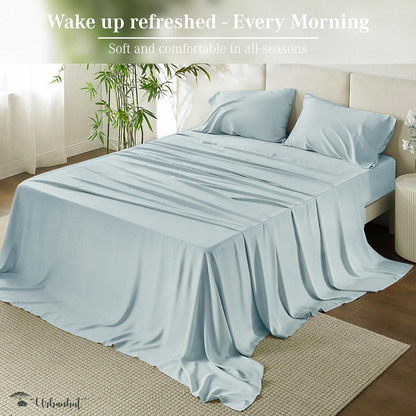1000 Thread Count California King Sheet Set Egyptian Cotton, Long Staple Soft & Breathable, 4 Pc Bed Sheet Sets, Luxury Hotel Sateen Sheets Fits 16" Deep Pocket - Light Blue