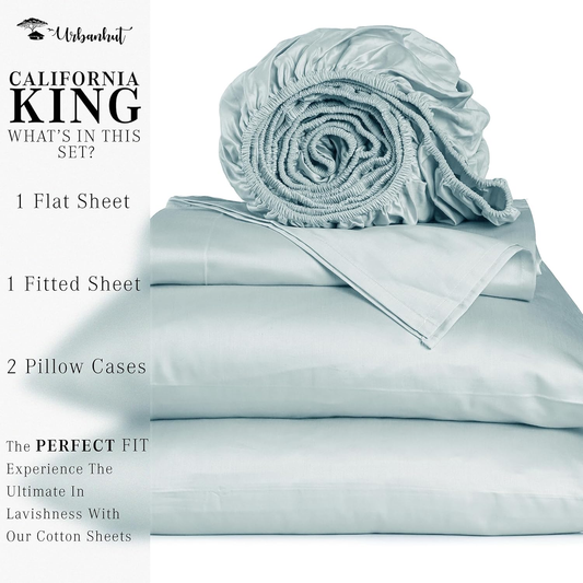 1000 Thread Count California King Sheet Set Egyptian Cotton, Long Staple Soft & Breathable, 4 Pc Bed Sheet Sets, Luxury Hotel Sateen Sheets Fits 16" Deep Pocket - Light Blue