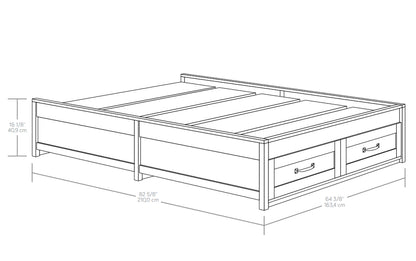 Modern Farmhouse Queen Platform Bed, Rustic White Finish