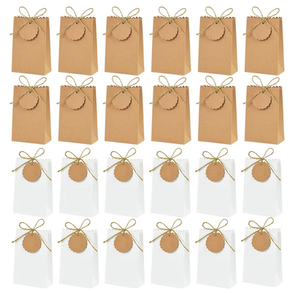 50/10Pcs Kraft Paper Gift Box with Rope Retro Candy Cookie Bag Wedding Favors Birthday Party Supplies Christmas Gift Packaging