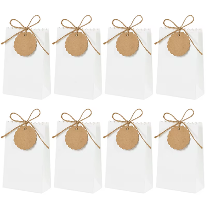 50/10Pcs Kraft Paper Gift Box with Rope Retro Candy Cookie Bag Wedding Favors Birthday Party Supplies Christmas Gift Packaging