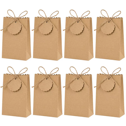 50/10Pcs Kraft Paper Gift Box with Rope Retro Candy Cookie Bag Wedding Favors Birthday Party Supplies Christmas Gift Packaging