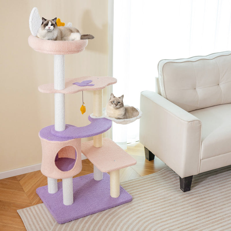 Multi-Level Cat Tower with Sisal Covered Scratching Posts for Small Cats