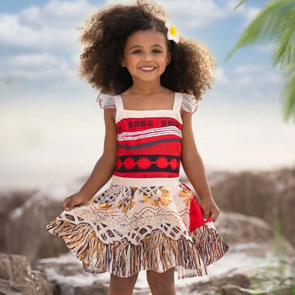 Moana Princess Dress for Little Girls Ocean Adventure Costume Cosplay with Accessories 9-10 Years