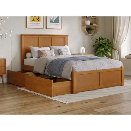 Madison Full Platform Bed with Flat Panel Foot Board and 2-Urban Bed Drawers in Espresso
