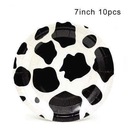 Farm Cow Theme Birthday Party Animal Party Cow Decoration Disposable Cup Plate Tablecloth Baby Shower Balloon Decoration