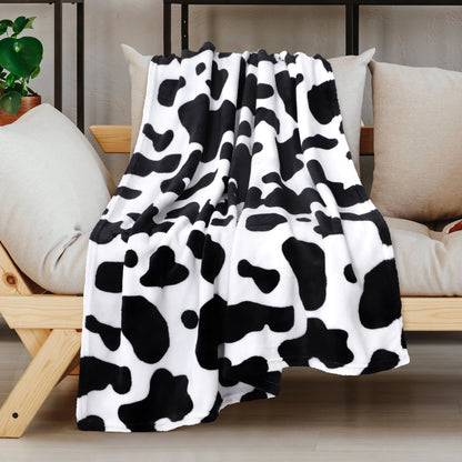 Cow Printed Soft Lightweight Bed 300GSM Flannel Throw Blanket 39" X 51"