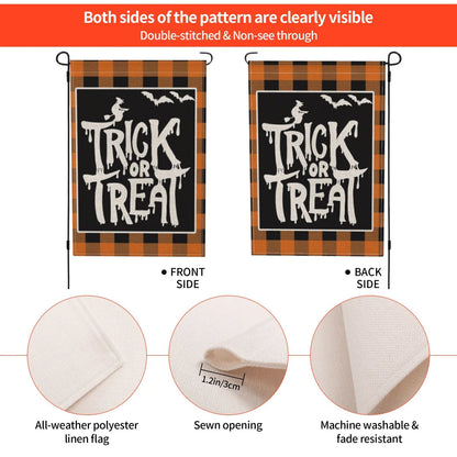 Halloween Garden Flag Trick or Treat Garden Flag Farmhouse Bat Witch Flag for Fall Halloween Decorations Outdoor 12"X18"
