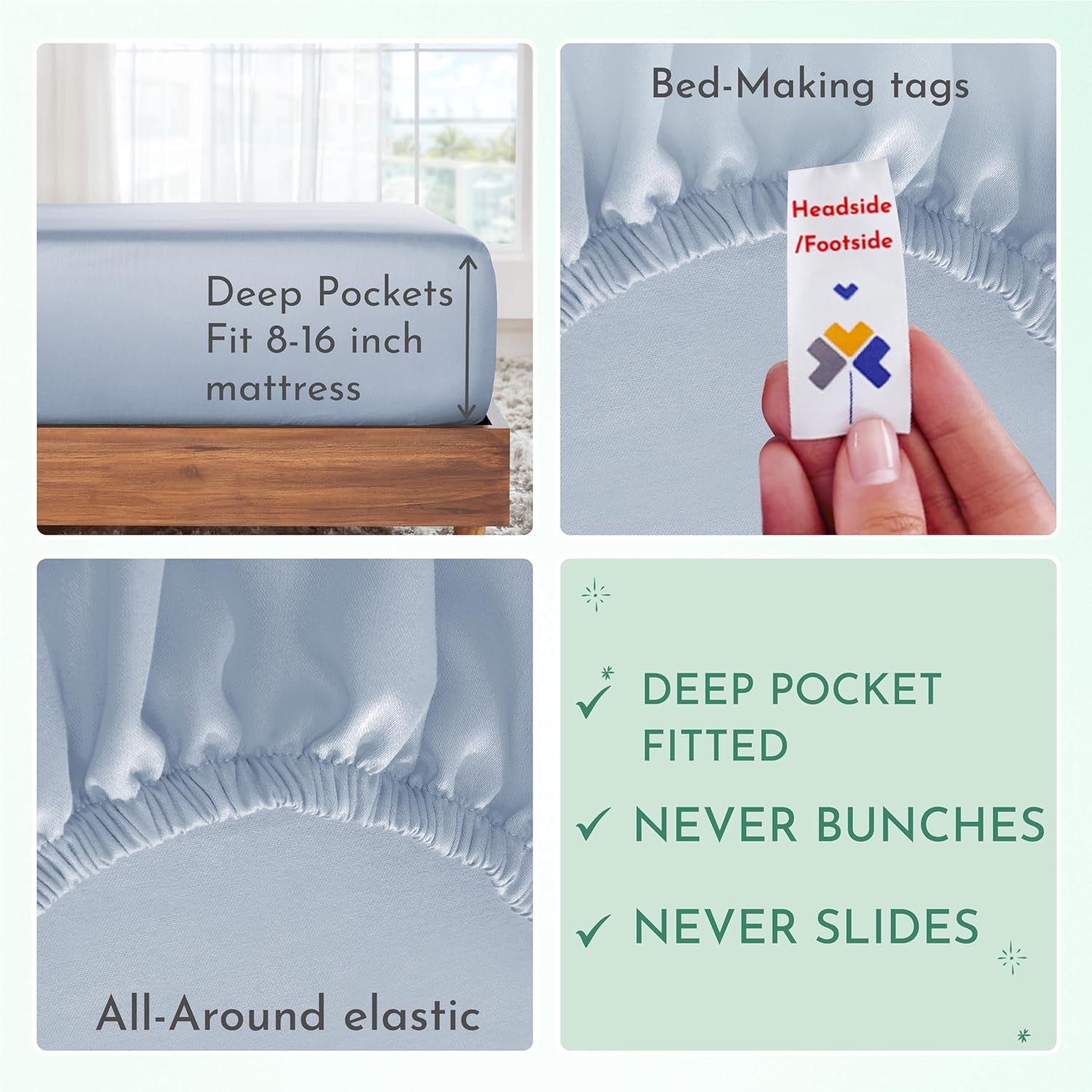 - Luxury Full Size Sheet Set - 100% Cotton, 600 Thread Count Deep Pocket Full Size Bed Sheets, Cooling Hotel-Quality Sheets with Sateen Weave - Blue