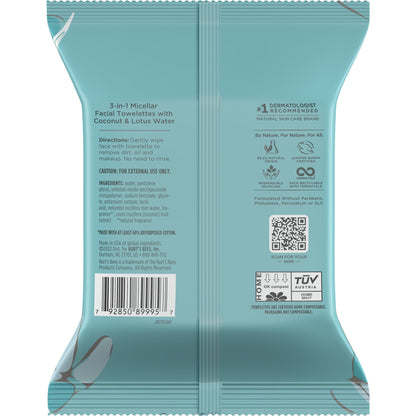 Micellar Facial Towelettes with Coconut and Lotus, 30 Ct. Package