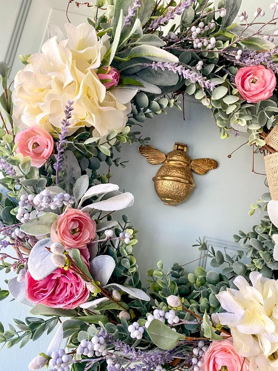 Bee Door Knocker for Front Door | Polished Solid  | Brass Knockers with Strike Plate | UPVC | Bumblebee Front Door Furniture with a Unique Design (Brass)