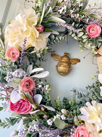 Bee Door Knocker for Front Door | Polished Solid  | Brass Knockers with Strike Plate | UPVC | Bumblebee Front Door Furniture with a Unique Design (Brass)