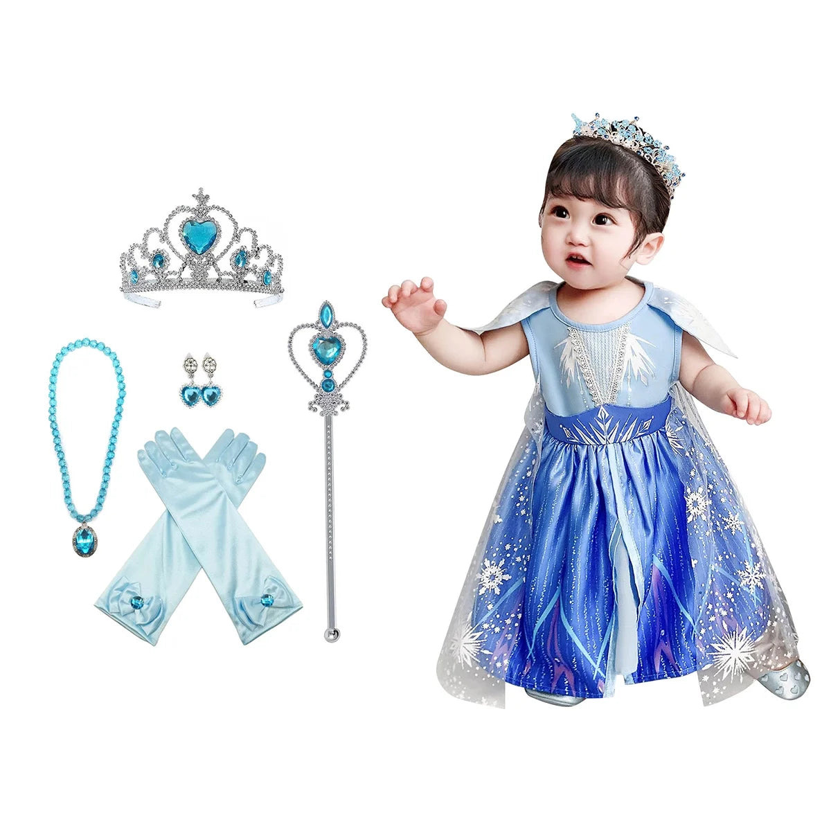 Frozen 2 Princess Costume for Baby Girl Elsa Costume for Toddlers Dress up Halloween Birthday Cosplay with Accessories