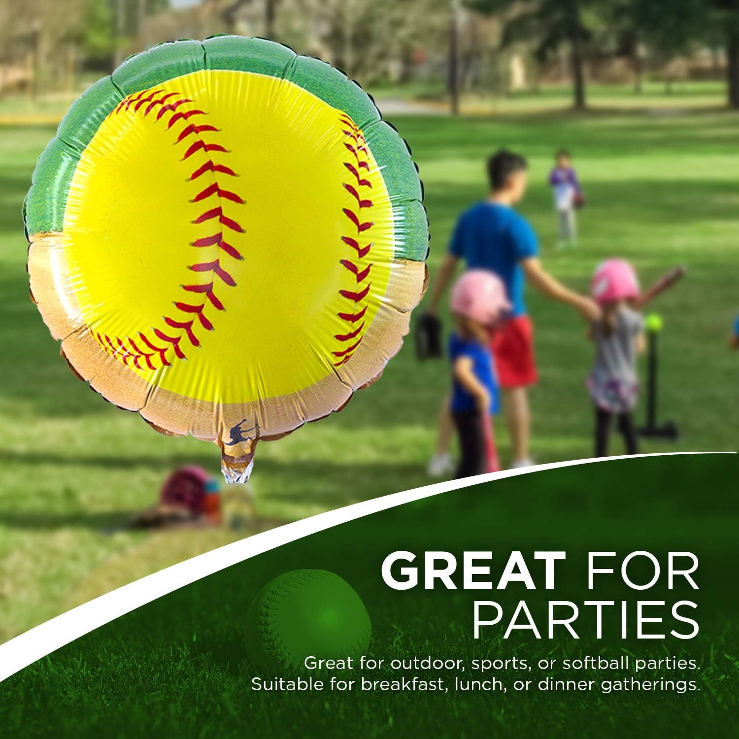 Softball 18" round Foil Mylar Party Balloon, Girl'S Fastpitch Softball, Extra Innings Collection