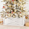 Washed White Wooden Tree Collar Tree Stand Cover Christmas Tree Skirt Tree Box, 32" L X 32" W