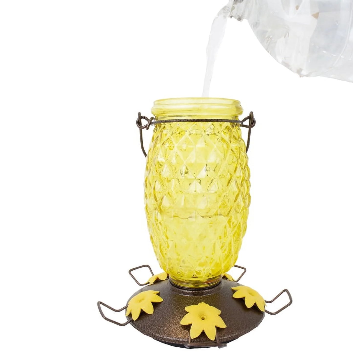 Yellow Pineapple Top-Fill Glass Hummingbird Feeder – 28 Oz