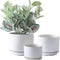 Succulent Plant Pots,6.7+5.3+4.1 in Glazed Ceramic Planters with Connected Saucers, round Modern Ceramic Flower Pots - Small to Large Sized Plant Pots for All House Plants(Matte White)