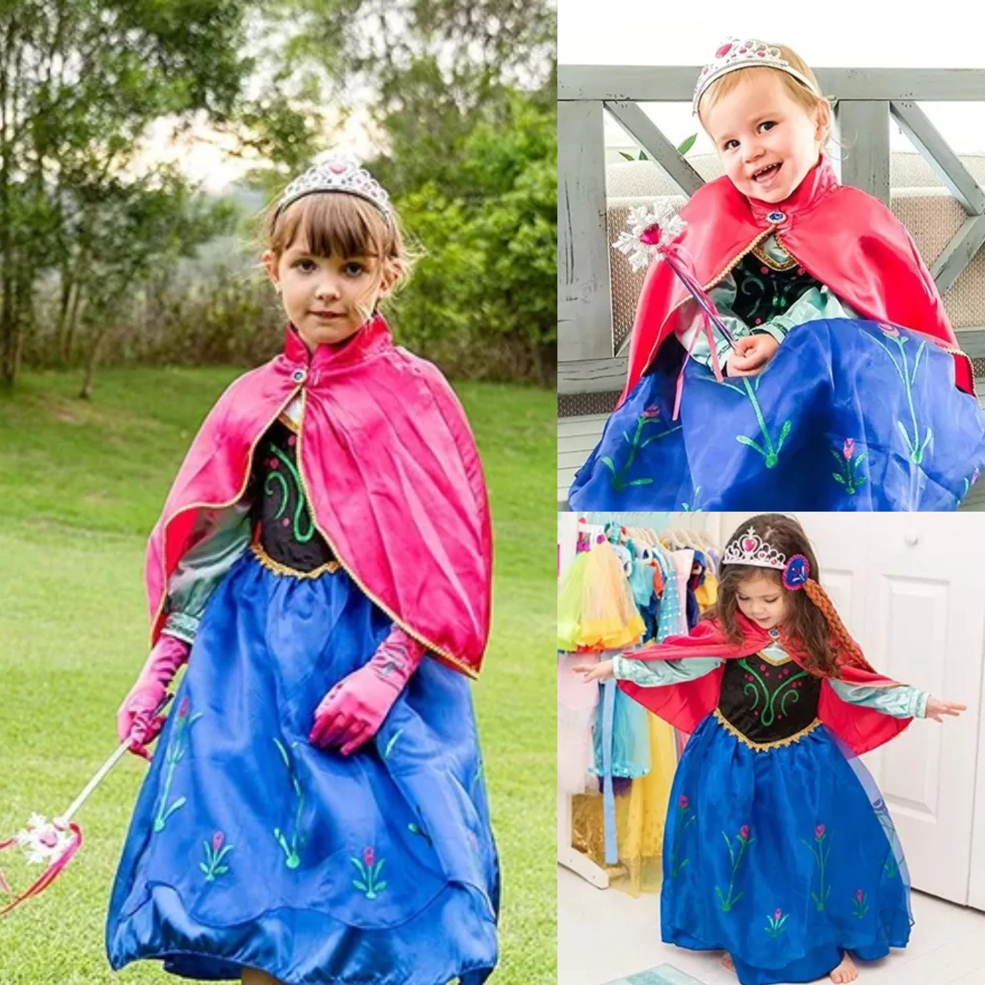 Anna Costume for Girls Frozen Dress Anna Dresses Princess Costume Toddle Long Sleeve with Accessories Birthday Party Cosplay 100 CM 2-3 Years