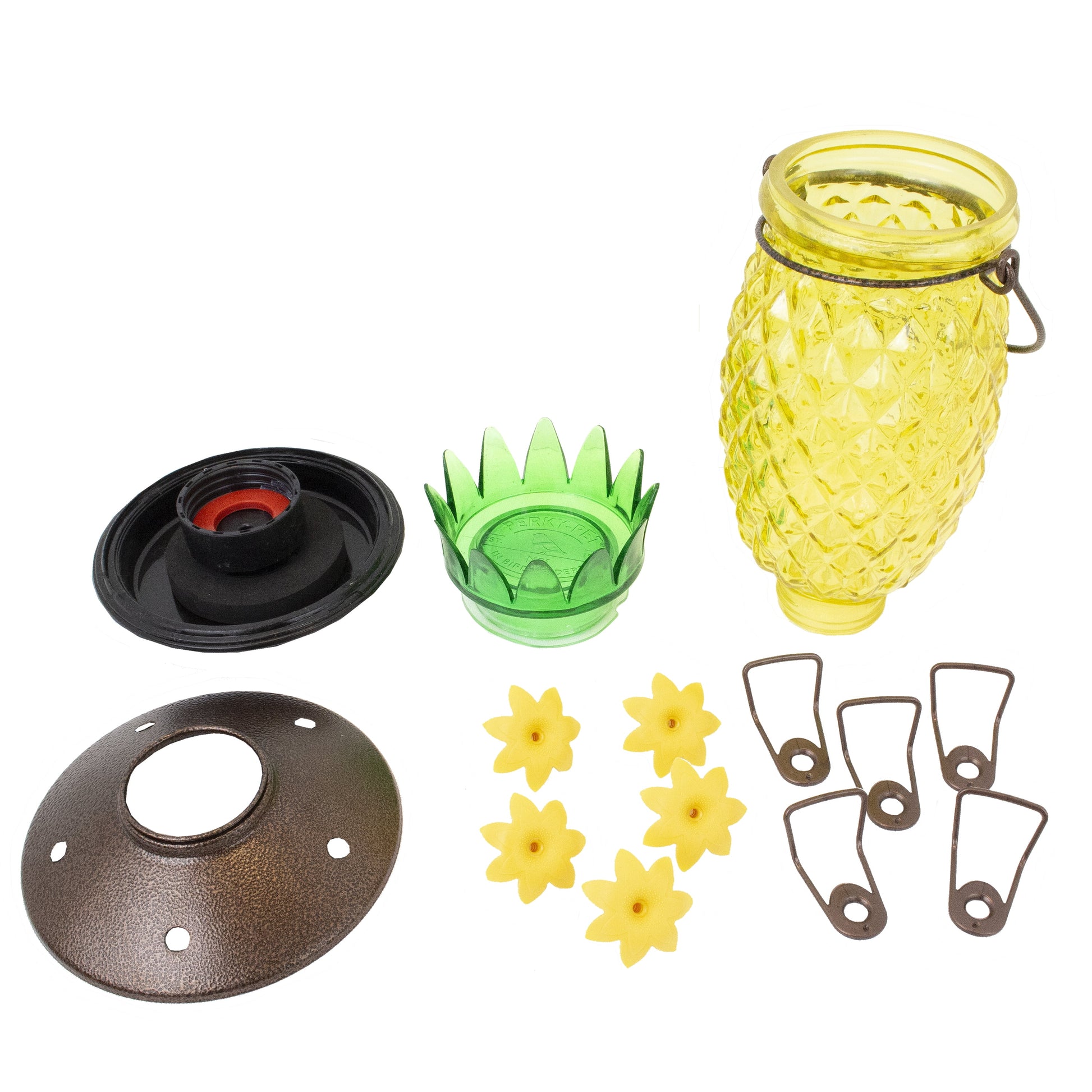 Yellow Pineapple Top-Fill Glass Hummingbird Feeder – 28 Oz