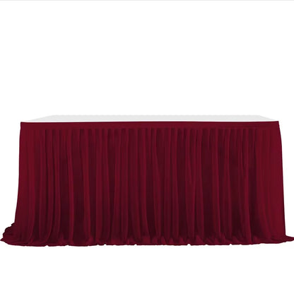 6/9FT Party Table Skirt Birthday Pleated Dessert Tablecloth Cover Wedding Festive Table Skirting Baby Shower Home Table Decor