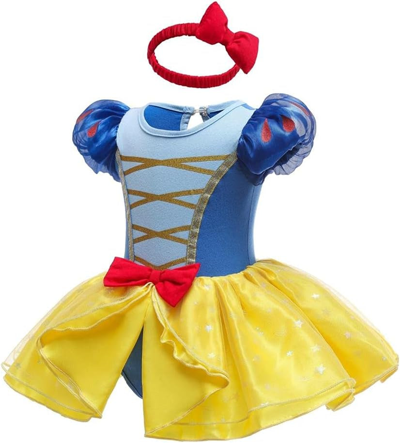 Infant Baby Girl Princess Onesie Romper Fancy Dress Costume Halloween Birthday Bodysuit Outfit with Headband