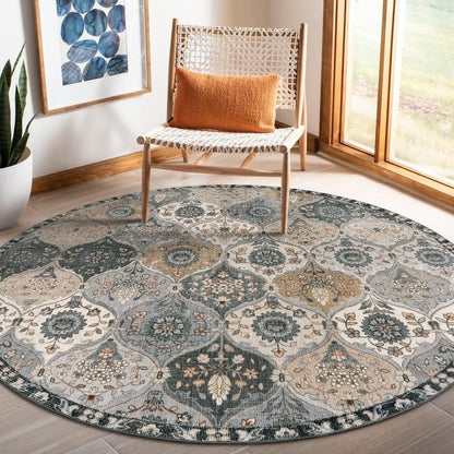 5'X7' Area Rug for Living Room Non-Slip Moroccan Indoor Washable Rug Ultra-Thin Foldable Soft Carpet Floral Accent Throw Rug for Kitchen Entryway Bathroom Bedroom Office Carpet,Grey